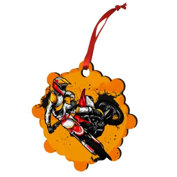 Motocross, Christmas ornament snowflake wooden 7.5cm