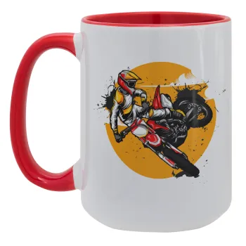 Motocross, Κούπα Mega 15oz, κεραμική Κόκκινη, 450ml
