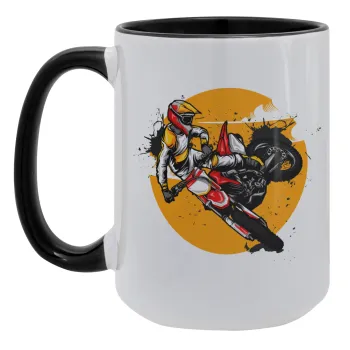 Motocross, Κούπα Mega 15oz, κεραμική Μαύρη, 450ml