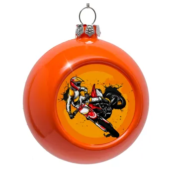 Motocross, Orange Christmas tree ornament bauble 8cm