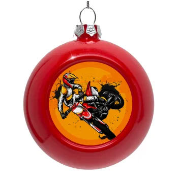 Motocross, Red Christmas tree ornament bauble 8cm