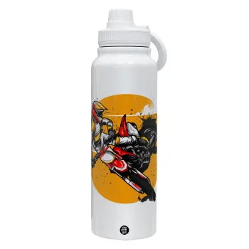 Motocross, Θερμός 1L Ανοξείδωτο με Βάση Κινητού & Διπλά Τοιχώματα