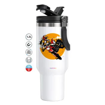 Motocross, Mega Stainless steel Tumbler with lid, double wall 1,2L