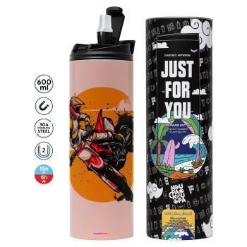 Motocross, Tumbler stainless steel PINK 600ml