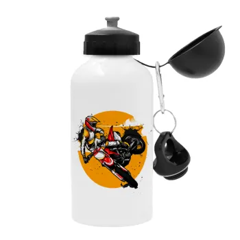Motocross, Metal water bottle, White, aluminum 500ml