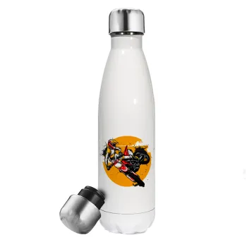 Motocross, Metal mug thermos White (Stainless steel), double wall, 500ml