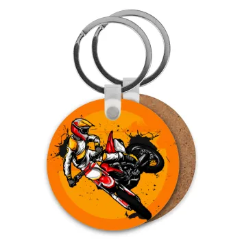 Motocross, Μπρελόκ Ξύλινο στρογγυλό MDF Φ5cm