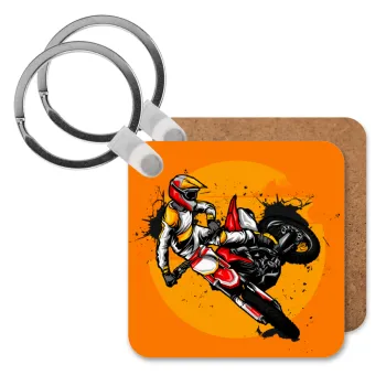 Motocross, Μπρελόκ Ξύλινο τετράγωνο MDF