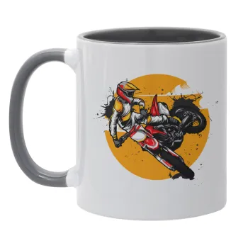 Motocross, Κούπα χρωματιστή γκρι, κεραμική, 330ml