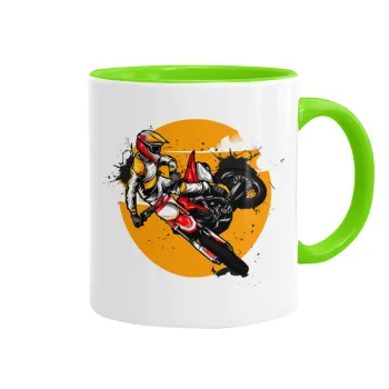 Motocross, Mug colored light green, ceramic, 330ml