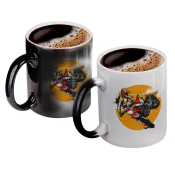 Motocross, Color changing magic Mug, ceramic, 330ml when adding hot liquid inside, the black colour desappears (1 pcs)