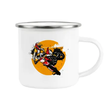 Motocross, Metallic enamel cup white 360ml