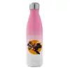 Metal mug thermos Pink/White (Stainless steel), double wall, 500ml