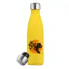 Yellow Stainless Steel Metallic Thermos, double-walled, 500ml