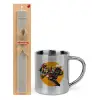 Easter Set, metallic thermal cup (300ml) & Easter aromatic flat candle (30cm) (GRAY)