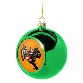 Motocross, Green Christmas tree ornament ball 8cm