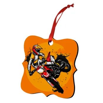 Motocross, Christmas ornament polygon wooden 7.5cm