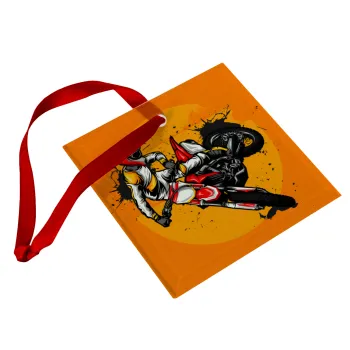 Motocross, Christmas ornament, glass square ornament 9x9cm