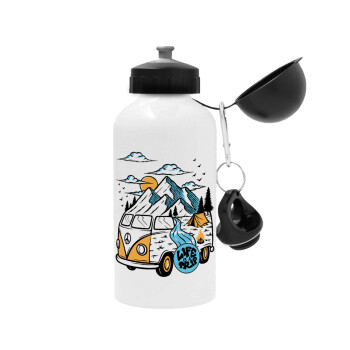 Life is a trip, Μεταλλικό παγούρι νερού, Λευκό, αλουμινίου 500ml