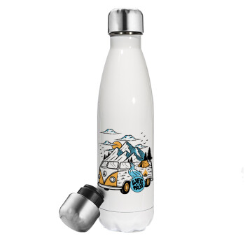 Life is a trip, Metal mug thermos White (Stainless steel), double wall, 500ml