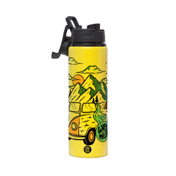 Life is a trip, Μεταλλικό παγούρι νερού με καπάκι ασφαλείας, αλουμινίου 850ml