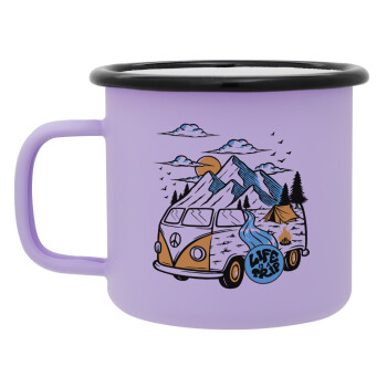 Life is a trip, Κούπα Μεταλλική εμαγιέ ΜΑΤ Light Pastel Purple 360ml