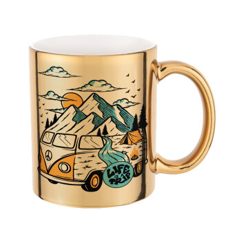 Life is a trip, Mug ceramic, gold mirror, 330ml