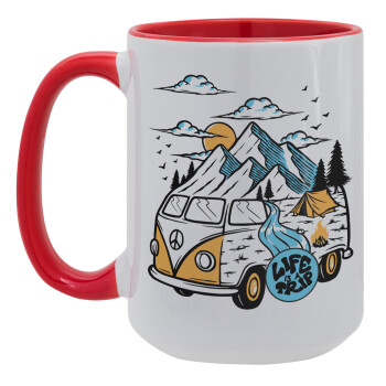 Life is a trip, Κούπα Mega 15oz, κεραμική Κόκκινη, 450ml