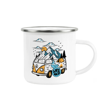 Life is a trip, Κούπα Μεταλλική εμαγιέ λευκη 360ml