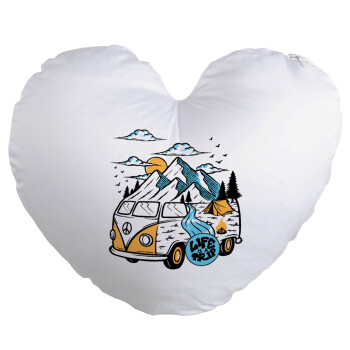 Life is a trip, Μαξιλάρι καναπέ καρδιά 40x40cm περιέχεται το  γέμισμα