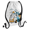 Backpack pouch GYMBAG white, with pocket (40x48cm) & thick cords