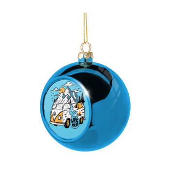 Life is a trip, Blue Christmas tree ball ornament 8cm
