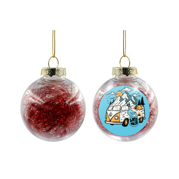 Life is a trip, Transparent Christmas tree ball ornament with red filling 8cm