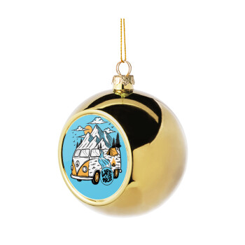 Life is a trip, Golden Christmas tree ball ornament 8cm