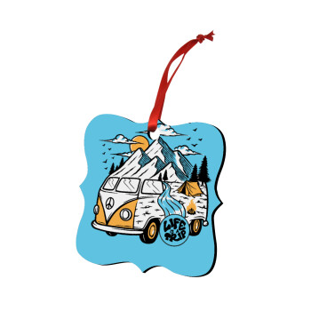 Life is a trip, Στολίδι Χριστουγεννιάτικο στολίδι polygon ξύλινο 7.5cm