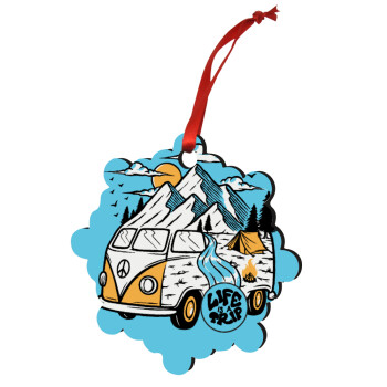 Life is a trip, Christmas ornament snowflake wooden 7.5cm