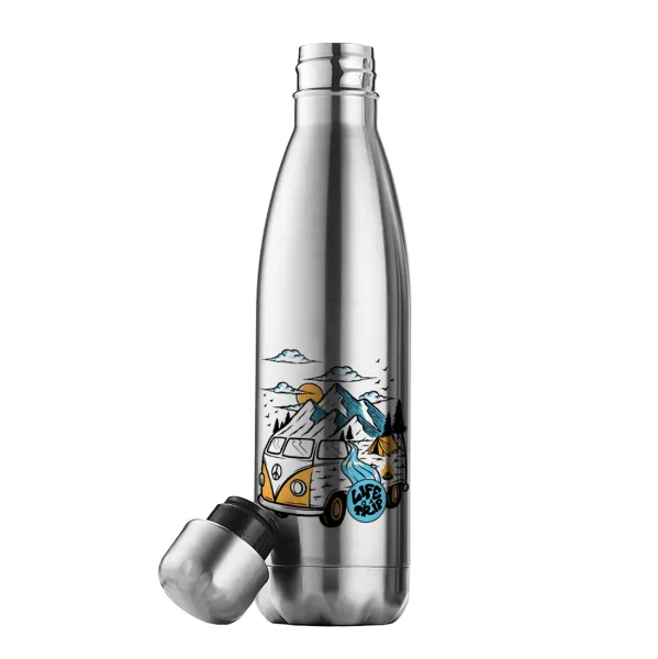 Life is a trip — Μεταλλικό παγούρι θερμός Inox (Stainless steel), διπλού τοιχώματος, 500ml