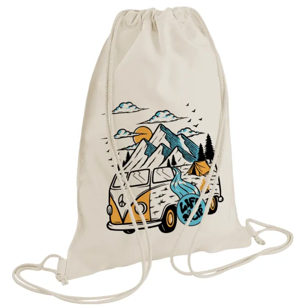 Life is a trip — Backpack bag GYMBAG natural (28x40cm)