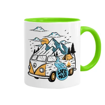 Life is a trip, Mug colored light green, ceramic, 330ml