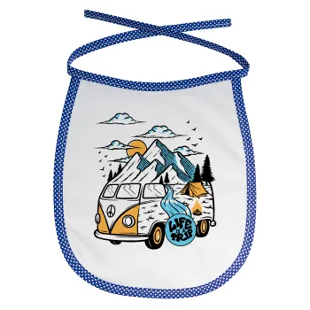 Life is a trip, Σαλιάρα μωρού αλέκιαστη με κορδόνι Μπλε