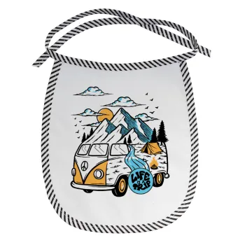 Life is a trip, Σαλιάρα μωρού αλέκιαστη με κορδόνι Μαύρη