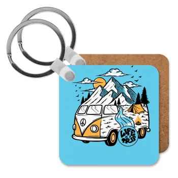 Life is a trip, Μπρελόκ Ξύλινο τετράγωνο MDF