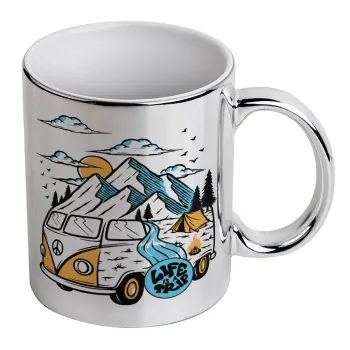 Life is a trip, Mug ceramic, silver mirror, 330ml