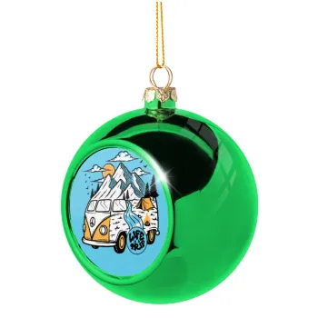 Life is a trip, Green Christmas tree ornament ball 8cm