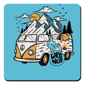 Life is a trip, Τετράγωνο μαγνητάκι ξύλινο 9x9cm