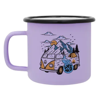 Life is a trip, Κούπα Μεταλλική εμαγιέ ΜΑΤ Light Pastel Purple 360ml