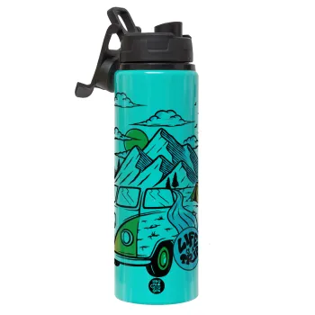 Life is a trip, Μεταλλικό παγούρι νερού με καπάκι ασφαλείας, αλουμινίου 850ml