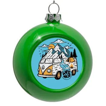 Life is a trip, Green Christmas tree ornament bauble 8cm