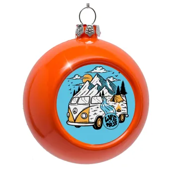 Life is a trip, Στολίδι Χριστουγεννιάτικη μπάλα δένδρου Πορτοκαλί 8cm
