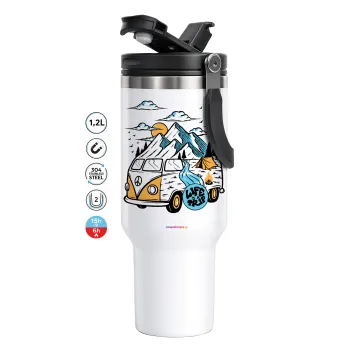 Life is a trip, Mega Tumbler με καπάκι, διπλού τοιχώματος (θερμό) 1,2L